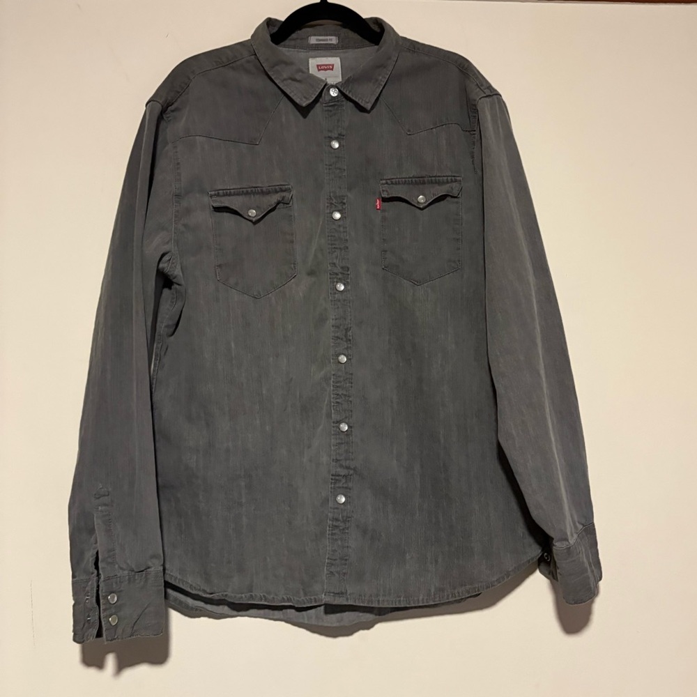 Levi's Men's Classic Fit Denim Western Shirt  Pearl Snap Gray Size XL NWT